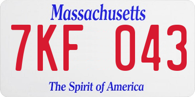 MA license plate 7KF043