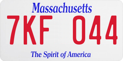 MA license plate 7KF044