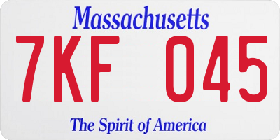 MA license plate 7KF045