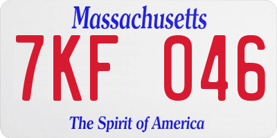 MA license plate 7KF046
