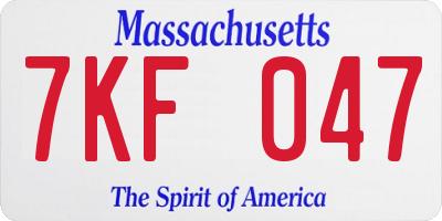 MA license plate 7KF047