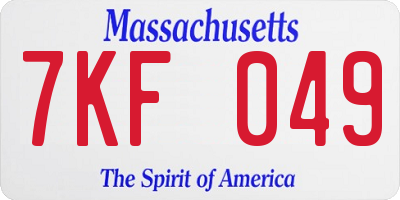 MA license plate 7KF049