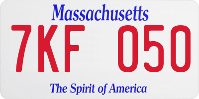 MA license plate 7KF050