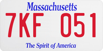 MA license plate 7KF051