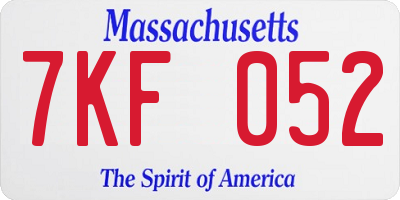 MA license plate 7KF052
