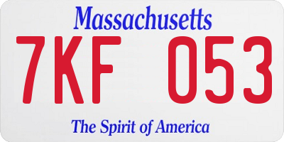 MA license plate 7KF053
