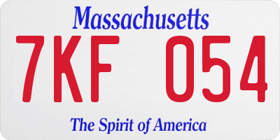 MA license plate 7KF054