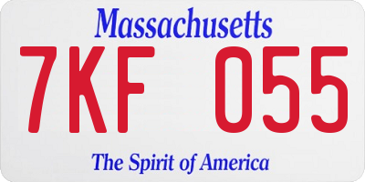 MA license plate 7KF055