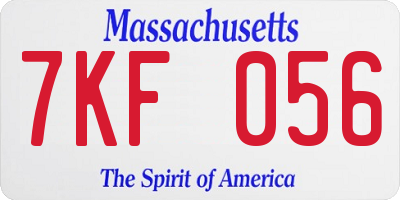 MA license plate 7KF056