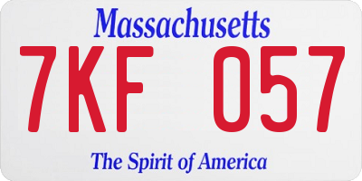 MA license plate 7KF057