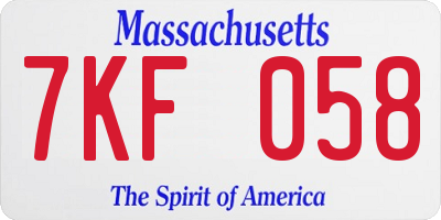 MA license plate 7KF058