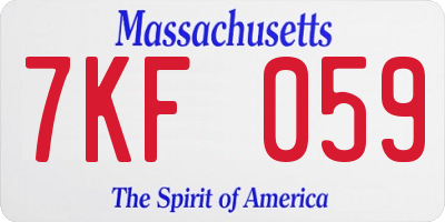 MA license plate 7KF059