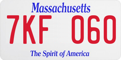 MA license plate 7KF060