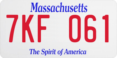 MA license plate 7KF061