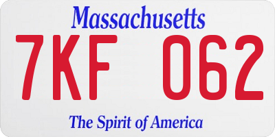 MA license plate 7KF062