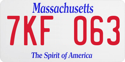 MA license plate 7KF063