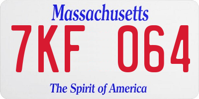 MA license plate 7KF064