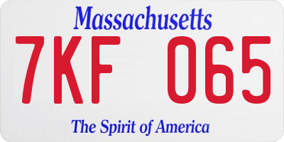 MA license plate 7KF065