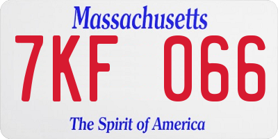 MA license plate 7KF066
