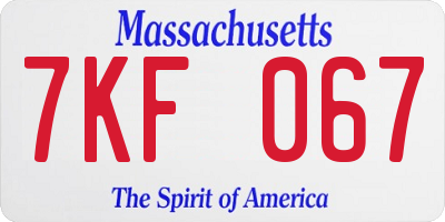 MA license plate 7KF067