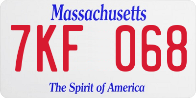 MA license plate 7KF068