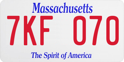 MA license plate 7KF070