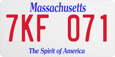 MA license plate 7KF071