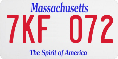 MA license plate 7KF072