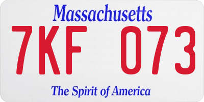 MA license plate 7KF073