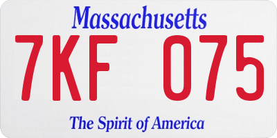 MA license plate 7KF075