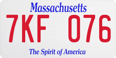MA license plate 7KF076