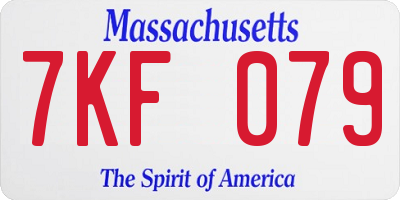 MA license plate 7KF079
