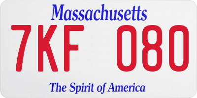 MA license plate 7KF080
