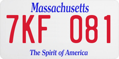 MA license plate 7KF081