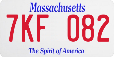 MA license plate 7KF082