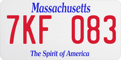 MA license plate 7KF083