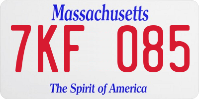 MA license plate 7KF085