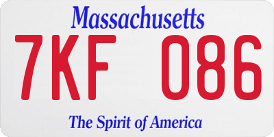 MA license plate 7KF086