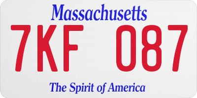 MA license plate 7KF087