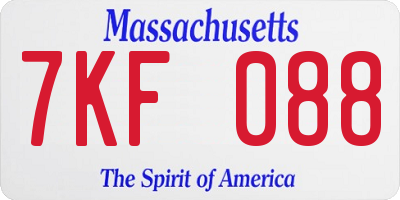 MA license plate 7KF088