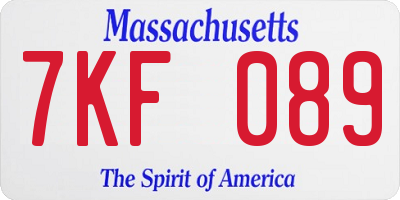 MA license plate 7KF089