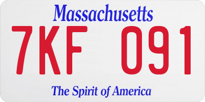 MA license plate 7KF091