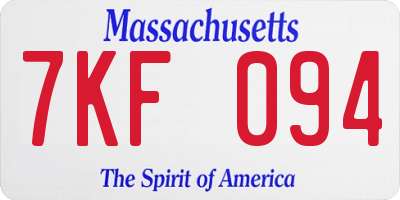 MA license plate 7KF094