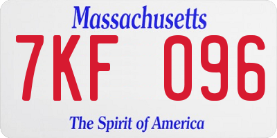 MA license plate 7KF096