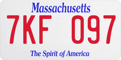 MA license plate 7KF097