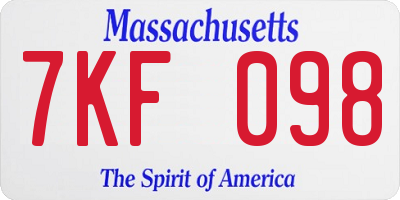 MA license plate 7KF098