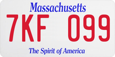 MA license plate 7KF099