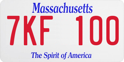 MA license plate 7KF100
