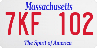 MA license plate 7KF102