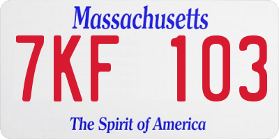 MA license plate 7KF103